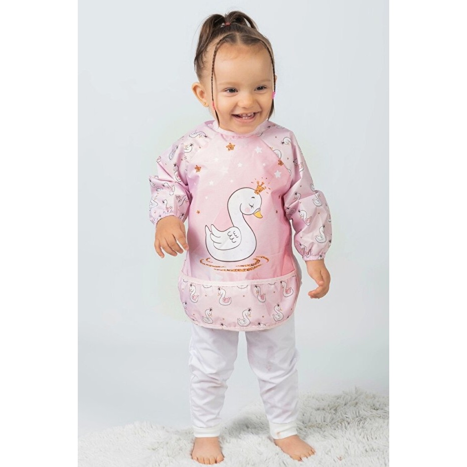 UmBaby Kuğu Desen Giyilebilir Mama Önlüğü Sıvı Geçirmez Microfiber - Standart - Renkli Mama Önlüğü Fiyatı