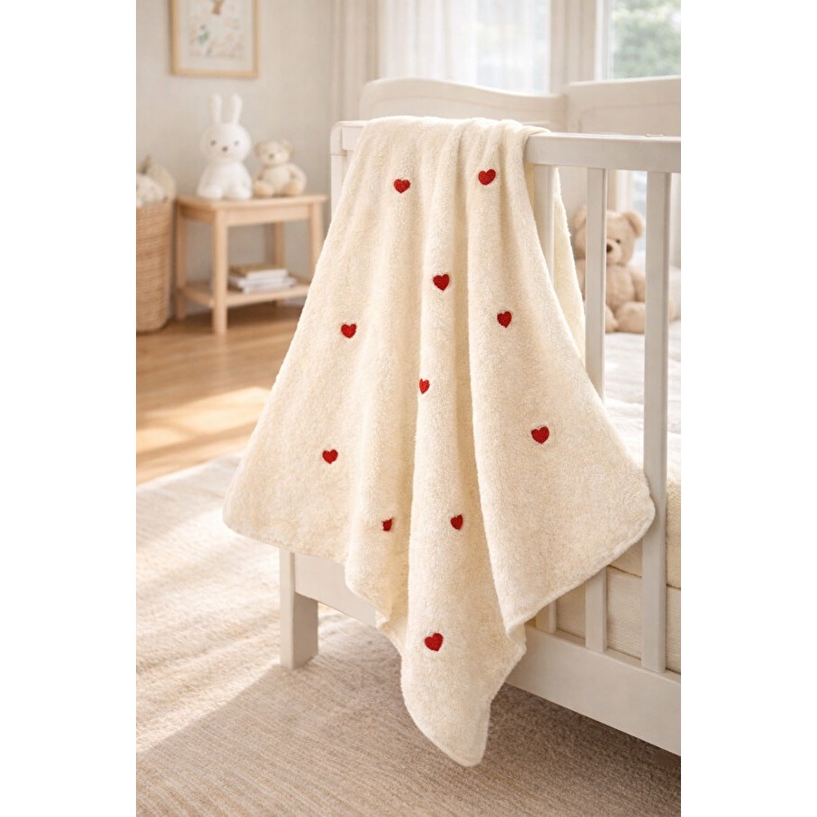 UmBaby Peluş Bebek Battaniyesi 90×100 cm – Nakışlı Yumuşak Doku - Krem Bebek Battaniyesi Fiyatı