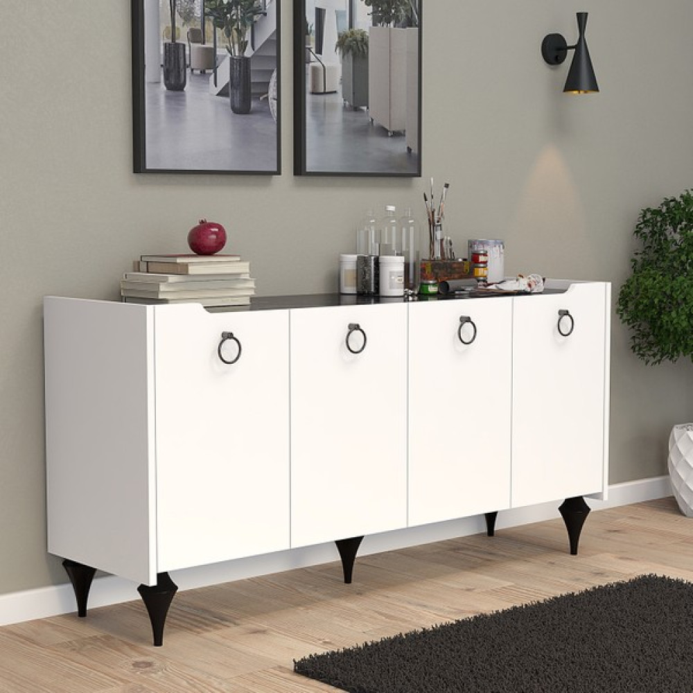 Umg Mobilya Titanyum (Mermer-Beyaz) Modern Konsol, Çok Amaçlı Dolap, Dresuar, Mutfak Dolabı, Kiler Dolabı, Tv Ünitesi - 150 CM - Efes Mermer - Beyaz Konsol Mobilya Fiyatı