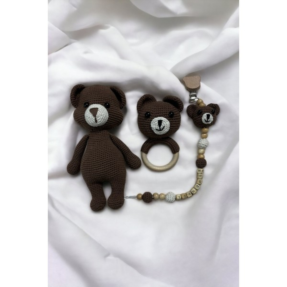 Umico Amigurumi Kahve Rengi Hediyelik Ayı Emzik Zinciri Çıngırak ve Ayı Uyku Arkadaşı - Açık Kahverengi Bebek Oyuncakları Fiyatı