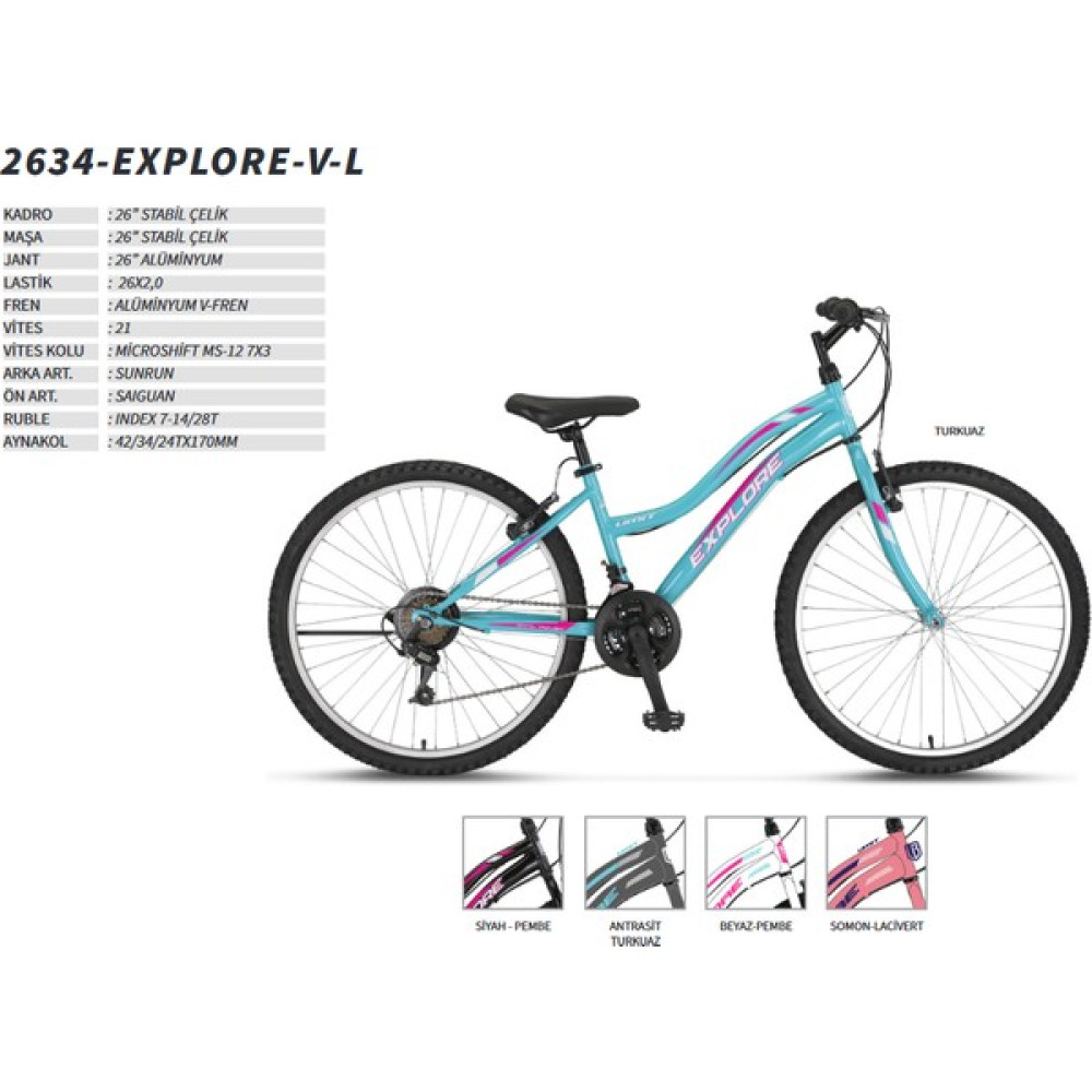 Ümit Bisiklet 32634 26-Explorer L-Mtb-V-21 Kız Bisiklet 26 Jant Şehir & Gezi Bisikletleri Fiyatı