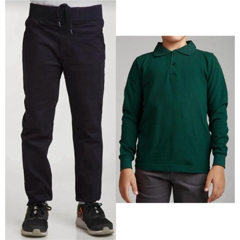 Ümiteks Çocuk Ribana Bel Keten Siyah Okul Pantolonu Polo Yaka Uzun Kol T-Shirt Erkek Çocuk Giyim Takımı Fiyatı