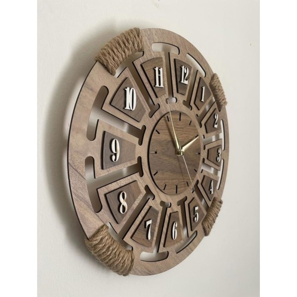 Ümra Lazer Ahşap Dekoratif Hasır Detaylı Duvar Saati 40X40 cm Sessiz Akar Mekanizma Dekoratif Saat Fiyatı