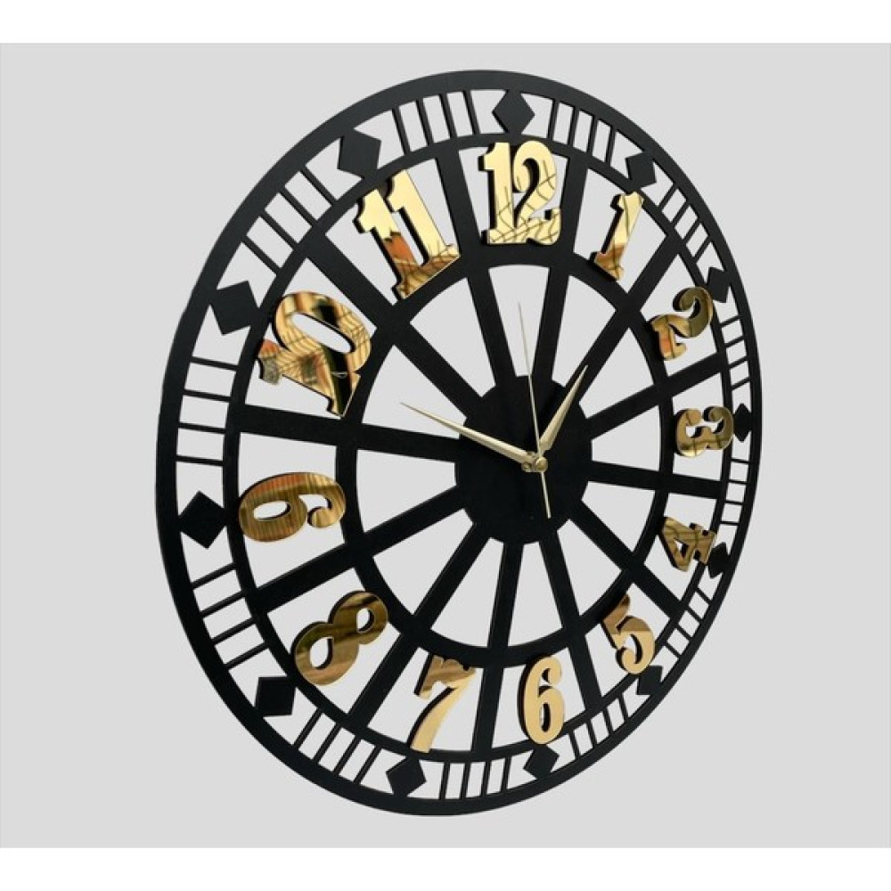 Ümra Lazer Lazer Kesim Dekoratif Ahşap Taban Rakam Aynalı Pleksi 40X40 Sessiz Akar Mekanizma Duvar Saati - Ahşap - Siyah - 40 x 40 cm Dekoratif Saat Fiyatı