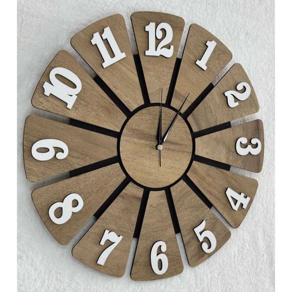 Ümra Lazer Yonca Desenli Dekoratif Ahşap Duvar Saati 40 cm Sessız Akar Mekanizma - 40 x 40 cm - Meşe Dekoratif Saat Fiyatı