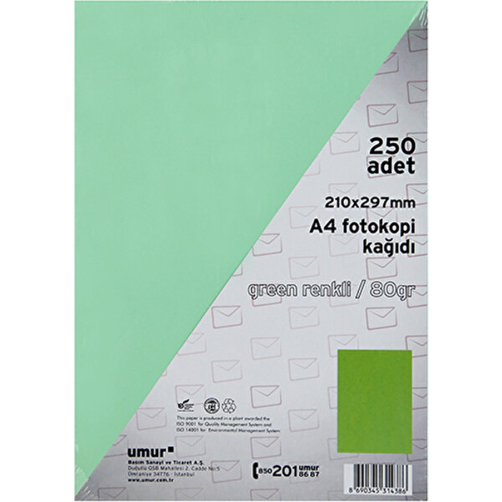 Umur Fotokopi Kağıdı A4 80Gr Renkli Green 190 - Açık Yeşil Fotokopi Kağıdı Fiyatı