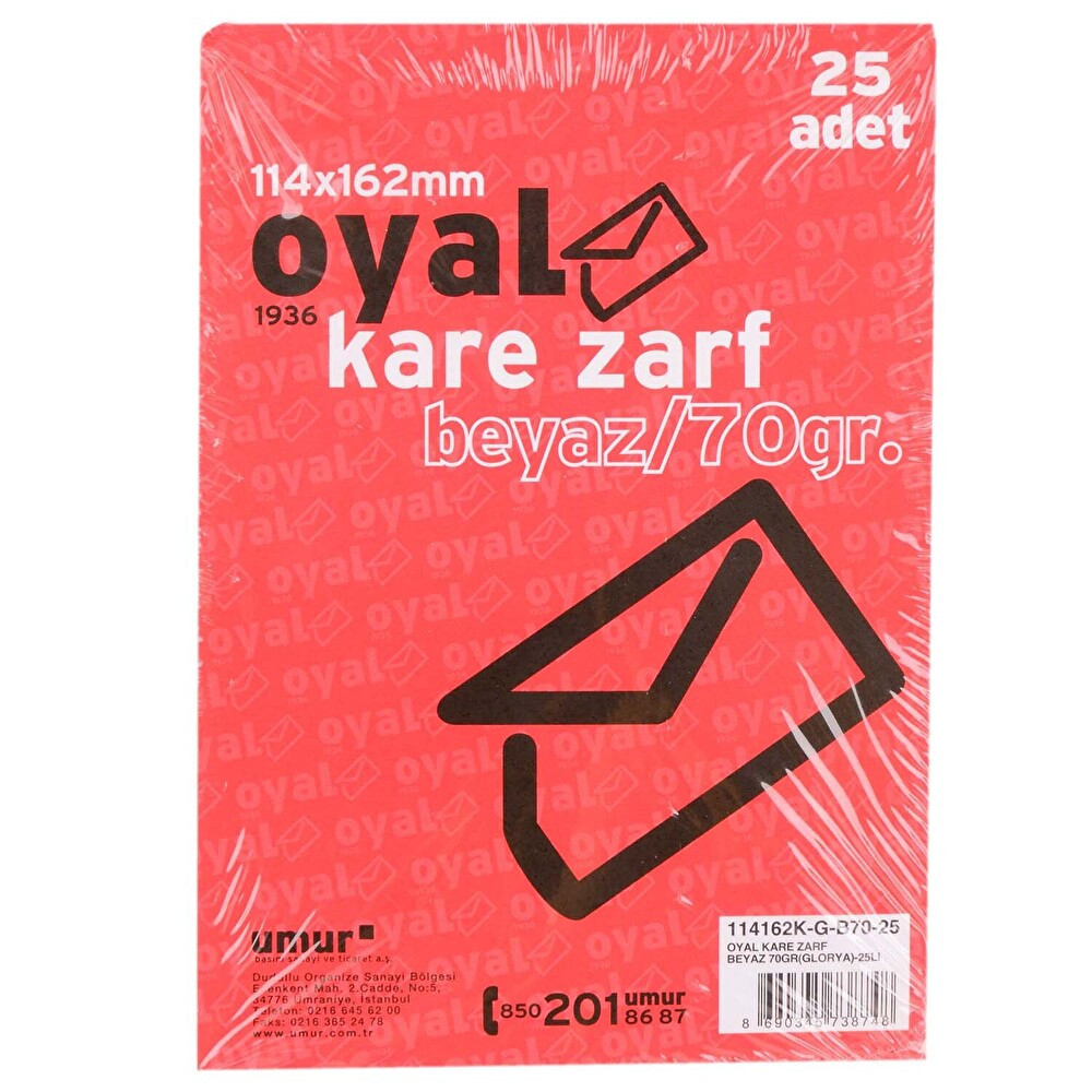 Umur Oyal Torba Zarf Beyaz 114x162 mm 70 g 25'li Okul Malzemeleri Fiyatı