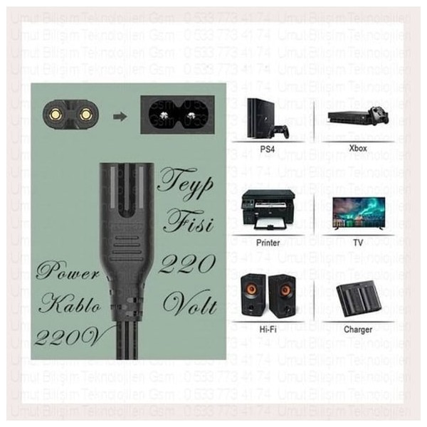 Umut Bilişim 1.5 Metre , 1,5mt Ac Power Güç Laptop Kablosu 220 Volt Priz Fiş Tv Teyp Elektrik Dizüstü Bilgisayar Fiyatı
