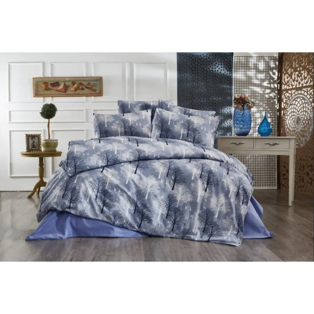 Umut Home Design Çift Kişilik Ağaç Desenli Nevresim Takımı (180X240) /düz Çarşaflı - Mavi - 180 x 240 cm Nevresim Takımı Fiyatı