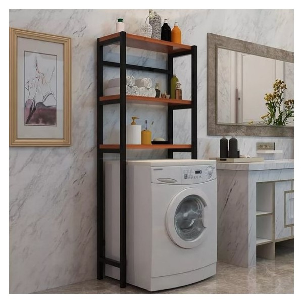 Umutpark Metal Ahşap Banyo Çamaşır Makinesi Üstü Raf Düzenleyici Banyo Dolabı / Mobilyası Fiyatı