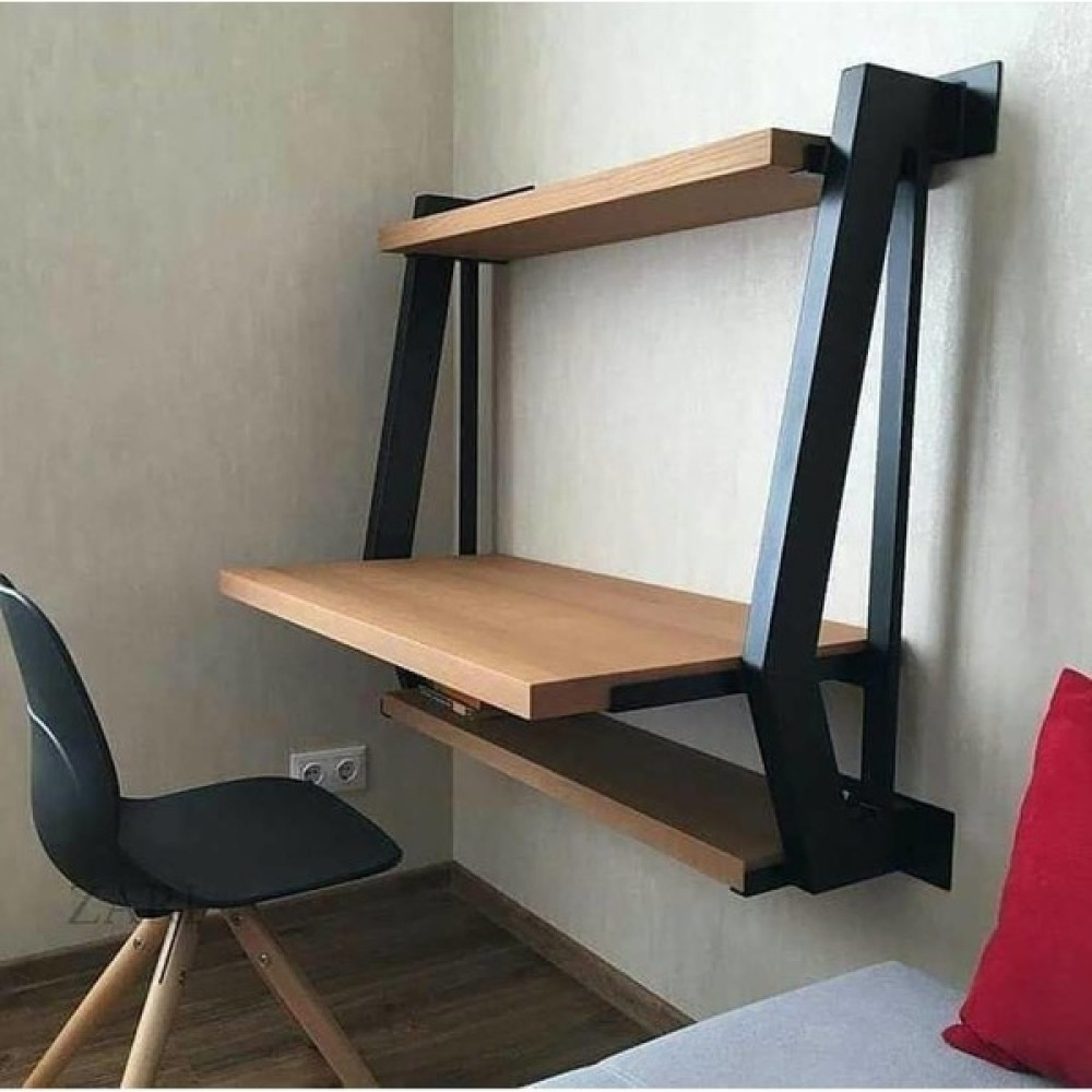 Umutpark Metal Ahşap Duvar Çalışma Masası. - Y: 100 cm D: 50 cm G: 120 cm - Siyah - Ceviz Çalışma Masası Fiyatı