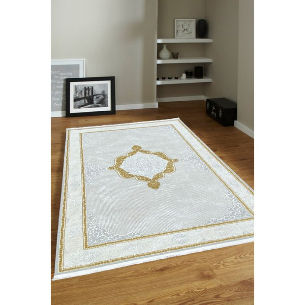 Ünal Carpet 4m2-6m2 Bambu Tarz Modern Sık Dokuma Halı Salon Oturma Odası Mutfak Halısı Antialerjik - 160 x 230 cm - Gold Salon Halısı Fiyatı