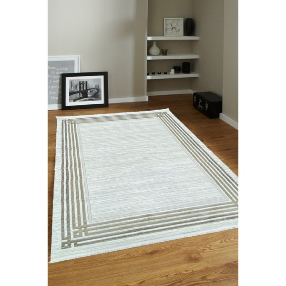 Ünal Carpet 4m2-6m2 Bambu Tarz Modern Sık Dokuma Halı Salon Oturma Odası Mutfak Halısı Antialerjik Gri Vizon - 160 x 230 cm - Gri - Vizon Salon Halısı Fiyatı