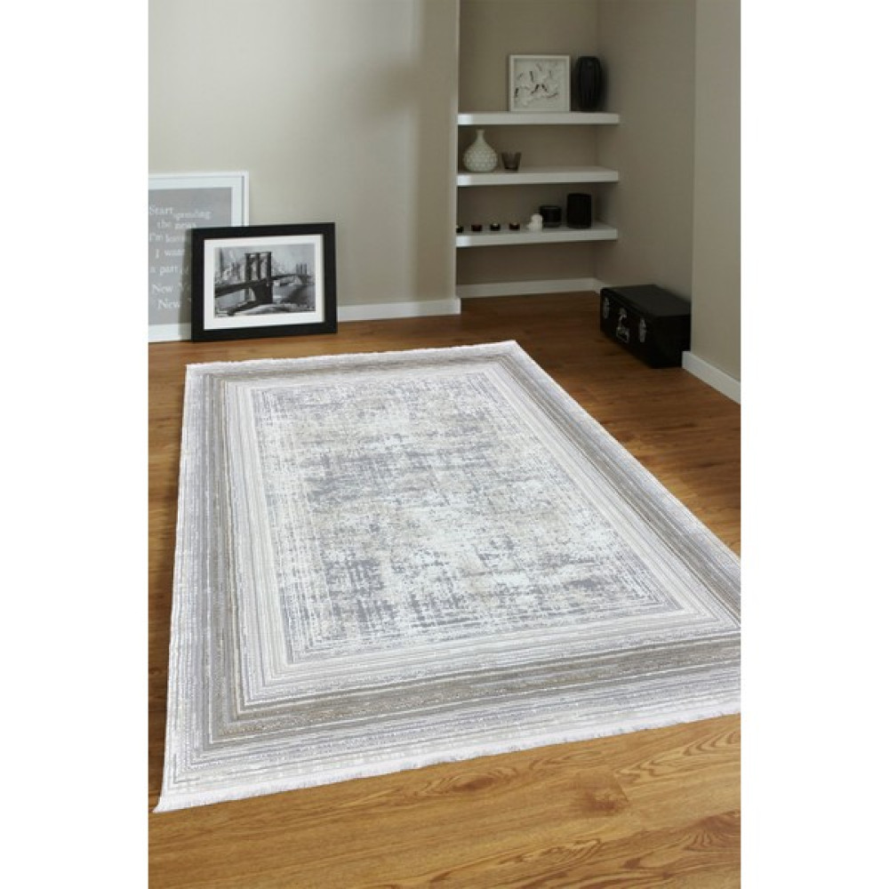 Ünal Carpet 4m2-6m2 Bambu Tarz Modern Sık Dokuma Halı Salon Oturma Odası Mutfak Halısı Antialerjik Vizon - 160 x 230 cm - Vizon - Gri Salon Halısı Fiyatı
