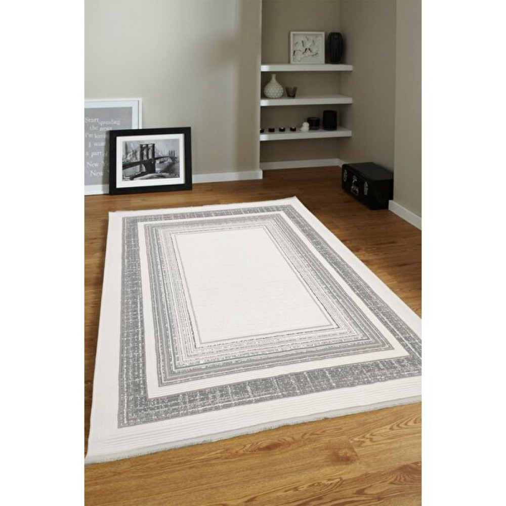 Ünal Carpet 4m2 - 6m2 Modern Kalın Sık Dokuma Salon ve Oturma Odası Halısı Antialerjik Hav Toz Vermez Gri Beyaz - 160 x 230 cm - Beyaz - Gri Salon Halısı Fiyatı