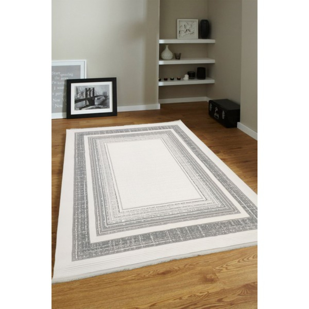Ünal Carpet 4m2 - 6m2 Modern Kalın Sık Dokuma Salon ve Oturma Odası Halısı Antialerjik Hav Toz Vermez Gri Beyaz - 200 x 290 cm - Beyaz - Gri Salon Halısı Fiyatı