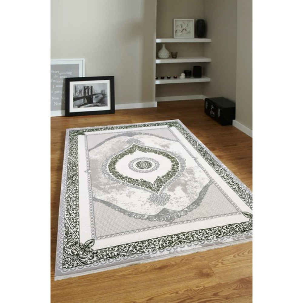 Ünal Carpet 4m2 - 6m2 Modern Kalın Sık Dokuma Salon ve Oturma Odası Halısı Antialerjik Hav Toz Vermez Gri Yeşil - 160 x 230 cm - Gri - Yeşil Salon Halısı Fiyatı