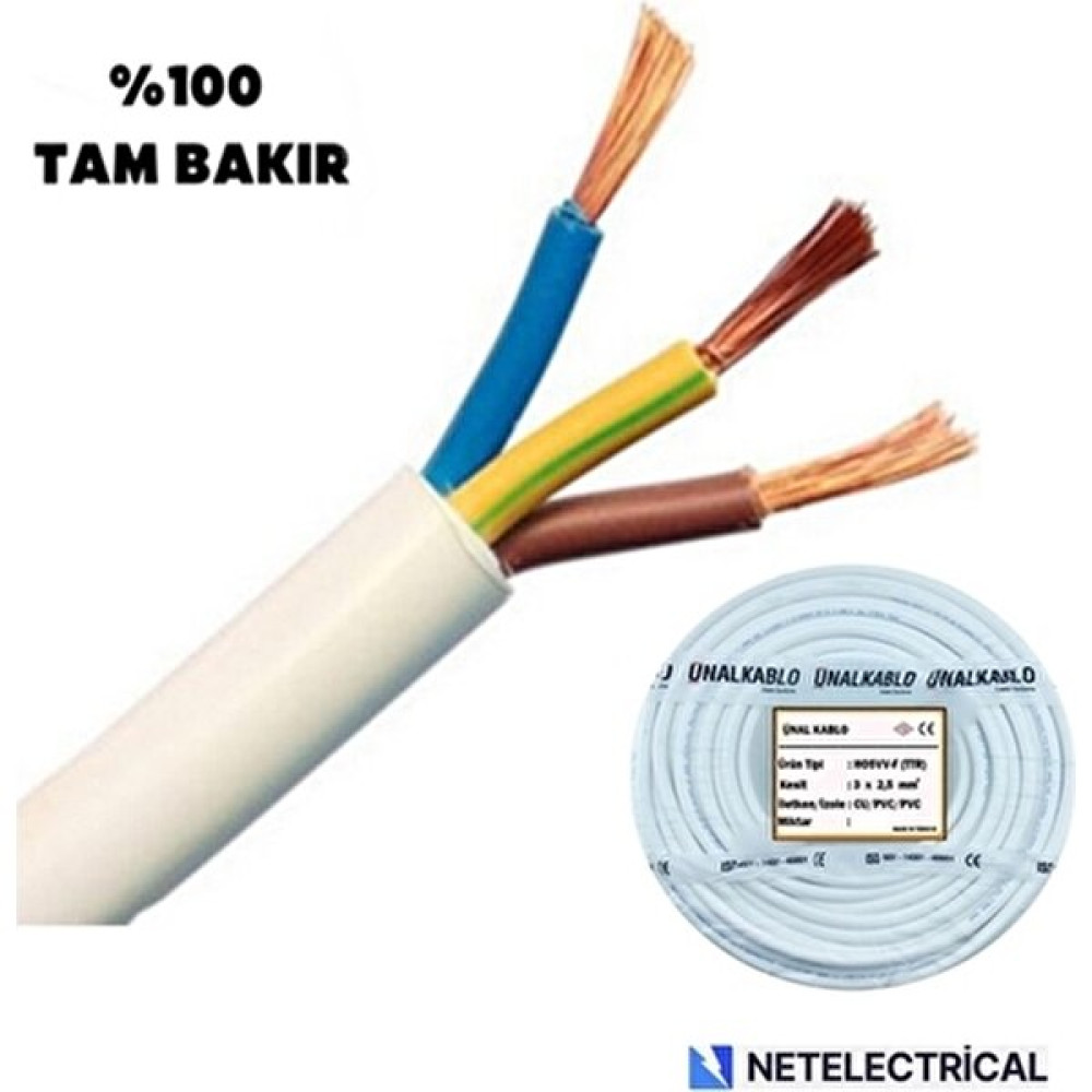 Ünal Kablo 3x2.5 TTR - 25 METRE Elektrik ve Aydınlatma Fiyatı