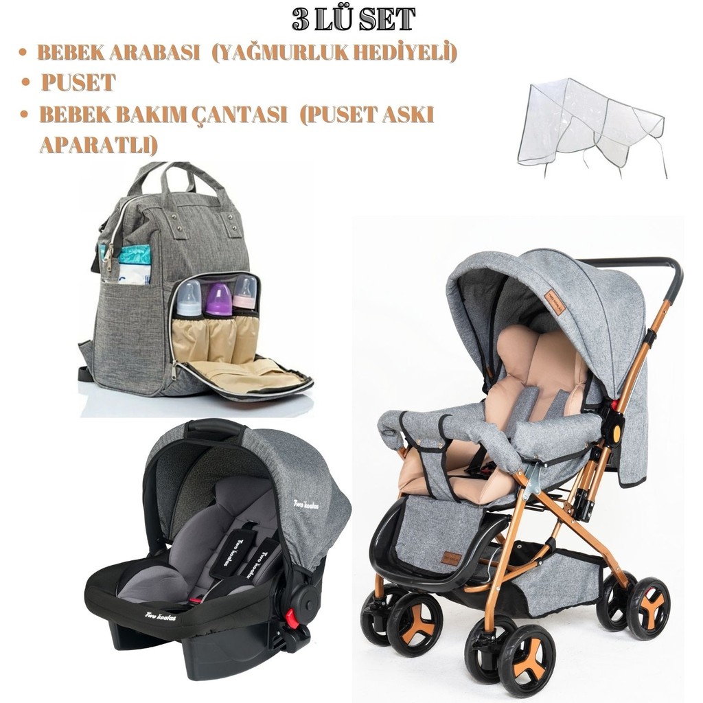 Ünal Travel Sistem Bebek Arabası Taşıma Puseti ve Anne Bebek Bakım Çantası - Gri Bebek Arabası ve Pusetler Fiyatı