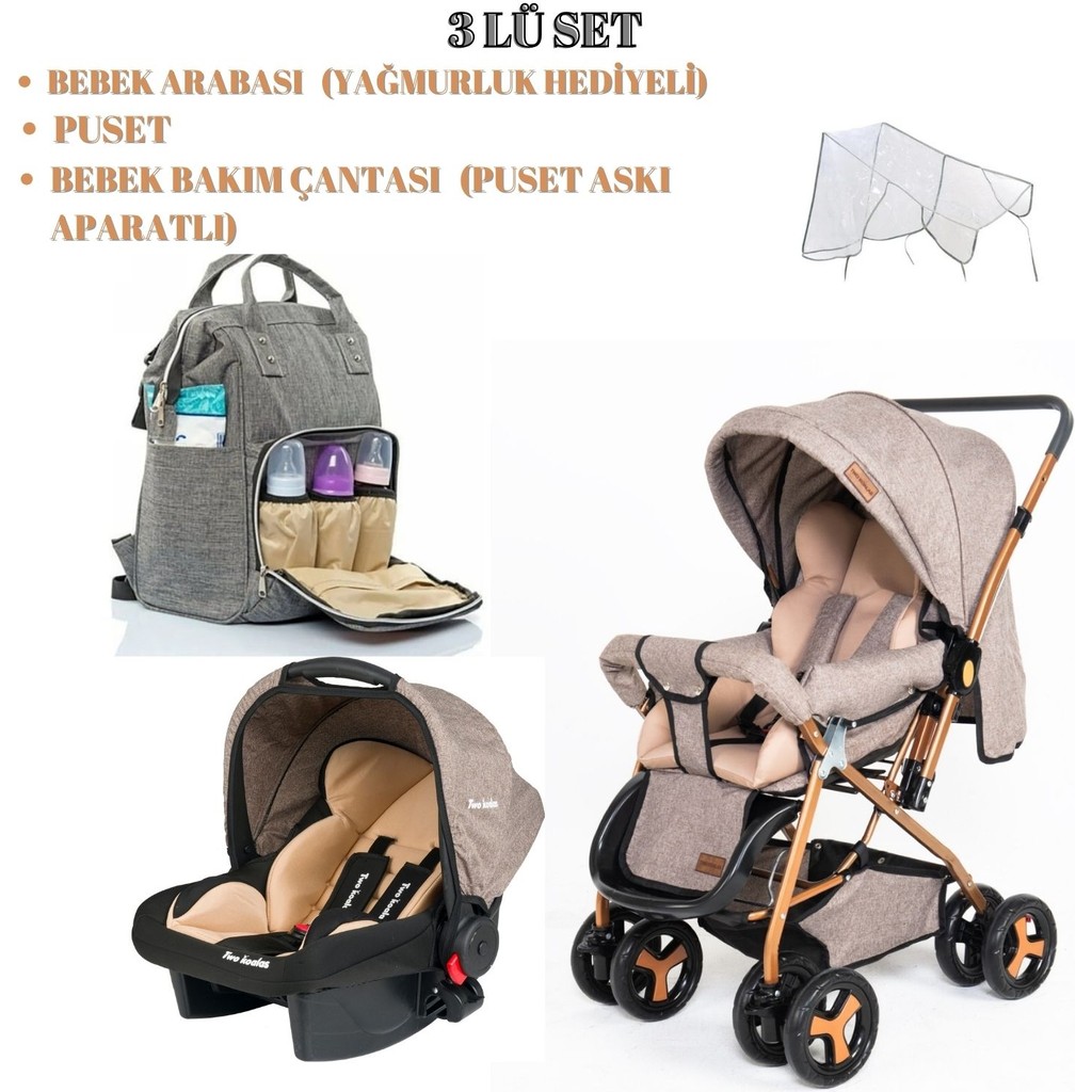Ünal Travel Sistem Bebek Arabası Taşıma Puseti ve Anne Bebek Bakım Çantası - Kahve Bebek Arabası ve Pusetler Fiyatı