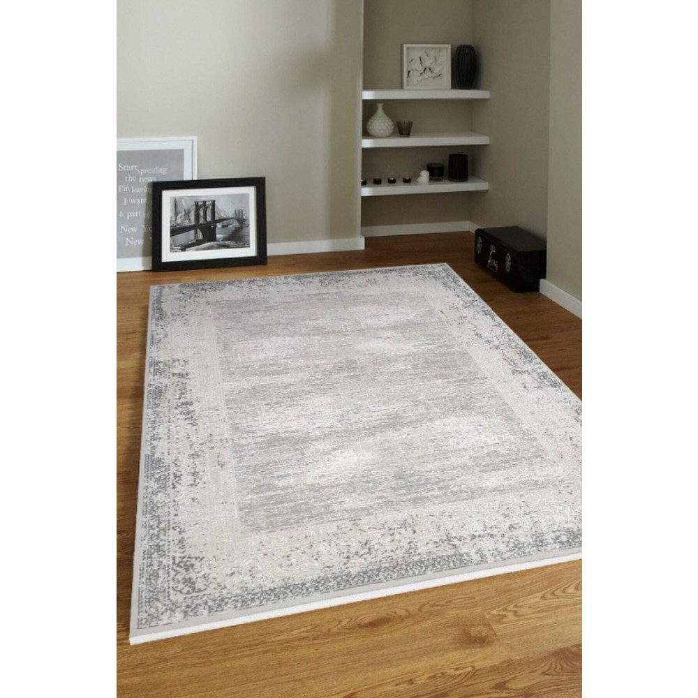 ünalcarpet 4m2-6m2 Bambu Tarz Modern Sık Dokuma Halı Salon Oturma Odası Mutfak Halısı Antialerjik Gri Beyaz 200 × 290 Beden Kilim Fiyatı
