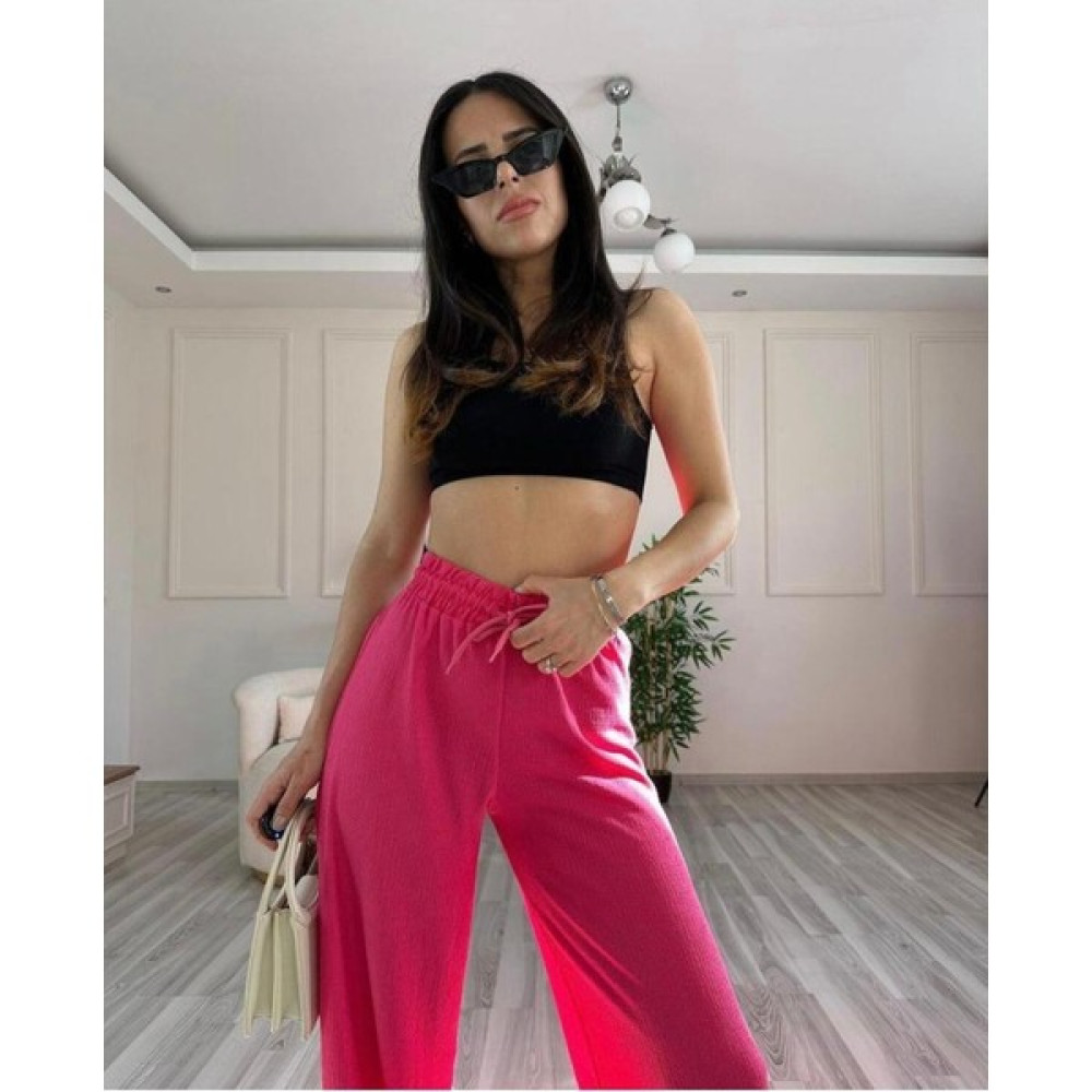Undeka Store Kadın Yazlık Tiril Gofre Kumaş Geniş Paça Pantolon Kadın Pantolon Fiyatı