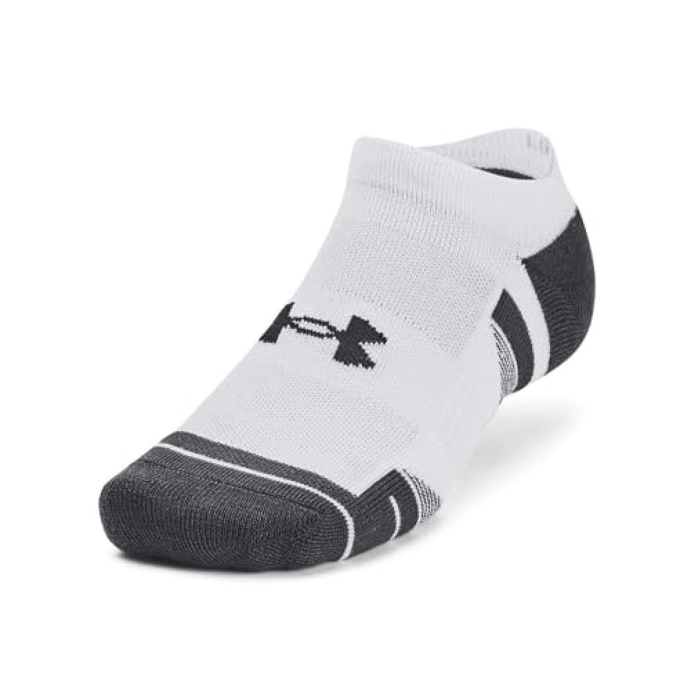 Under Armour Performance Tech Unisex Sports No Show Socks White (3 Pack) - M