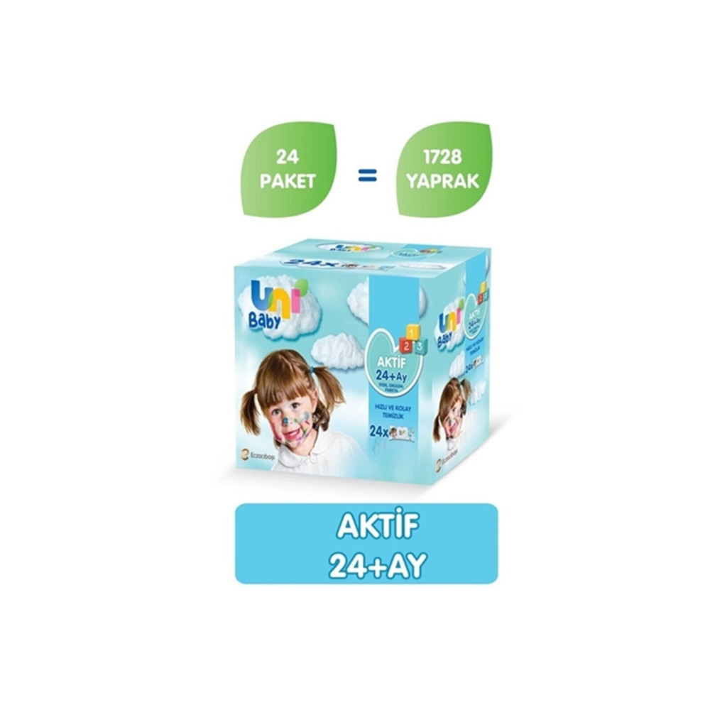 Uni Baby Aktif Islak Mendil Havlu 24 X 72 Yaprak 1728 Yaprak Bebek Mendil-Islak Mendil Fiyatı