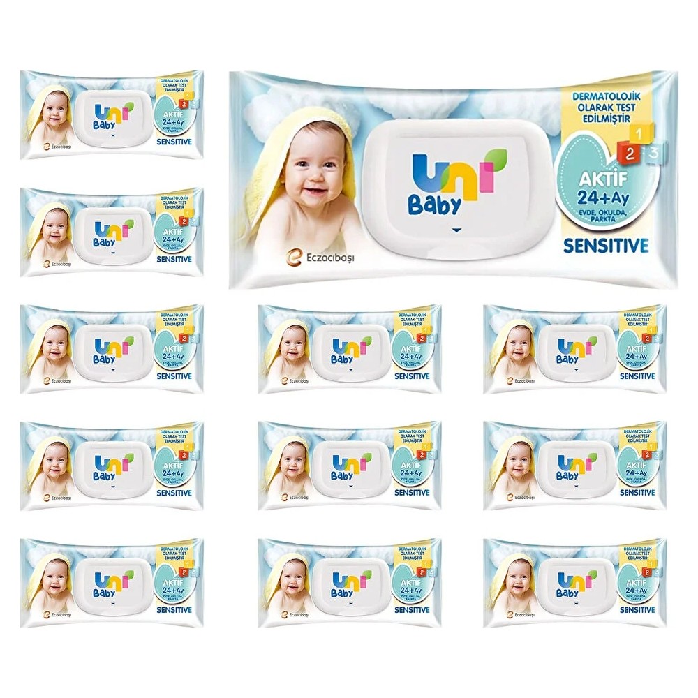 Uni Baby Aktif Sensitiv. Islak Mendil 24+ Ay 12X90 Adet Bebek Mendil-Islak Mendil Fiyatı