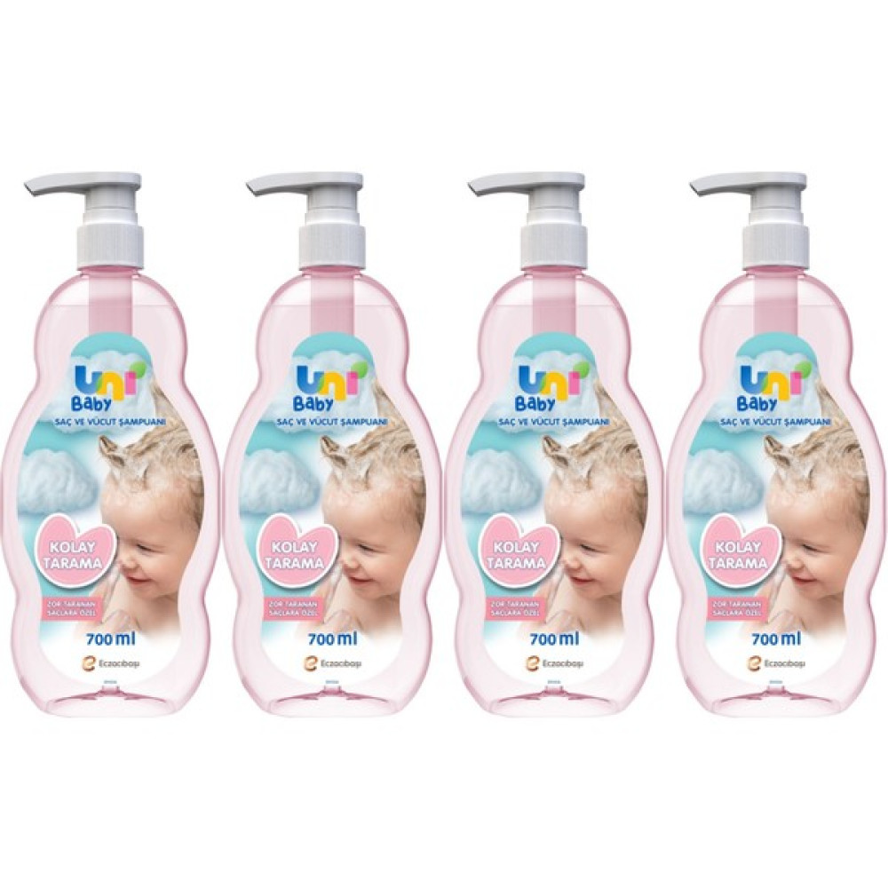 Uni Baby Bebek Kolay Tarama Saç ve Vücut Şampuanı 700ML (Pompalı) (4 Lü Set) Oto Boyaları Fiyatı