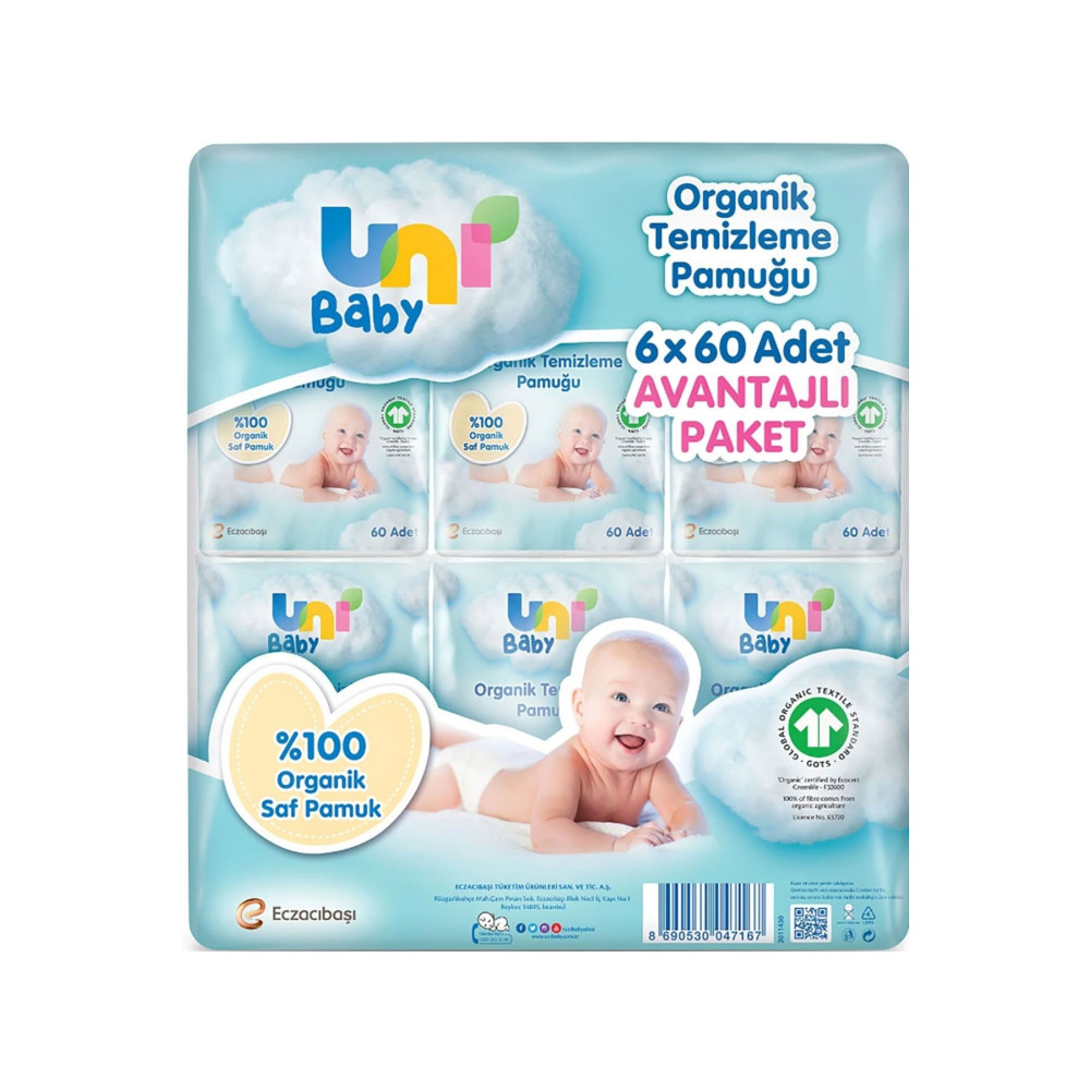 Uni Baby Bebek Temizleme Pamuğu 60 Lı X 6 Adet Bebek Mendil-Islak Mendil Fiyatı