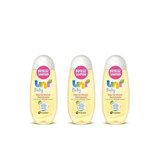 Uni Baby Boyasız 3x200 ml Saç ve Vücut Bebek Şampuanı