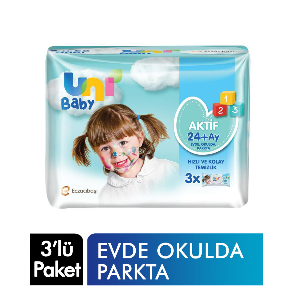 Uni Baby Islak Mendil Aktif Evde Okulda Parkta 3'lü 156 Yaprak Bebek Mendil-Islak Mendil Fiyatı