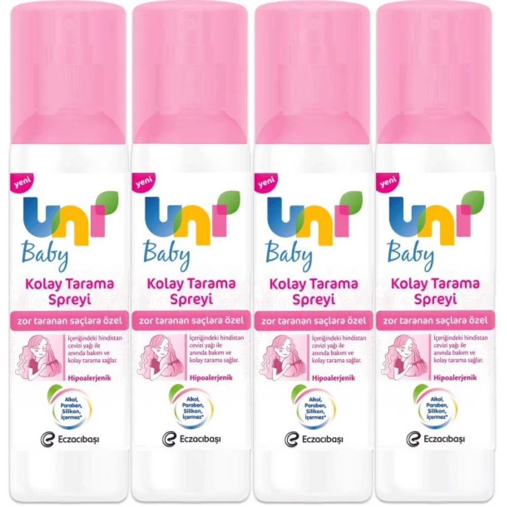 Uni Baby Kolay Saç Tarama Spreyi 200Ml (Yeni) Zor Taranan Saçlara Özel (4 Lü Set) Saç Şekillendirici Sprey Fiyatı