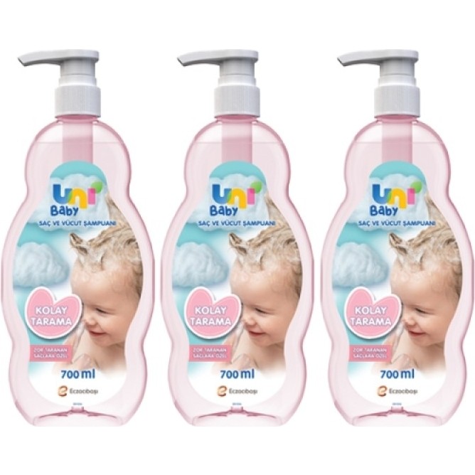 Uni Baby Kolay Tarama Şampuanı 700 ml x 3 Adet Göz Yakmayan Formül ile Hassas Ciltler için Bebek Şampuanı Fiyatı