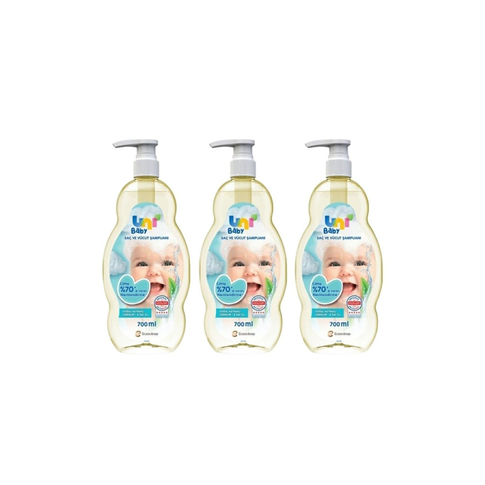 Uni Baby Saç ve Vücut Şampuan 700 ml 3lü Bebek Şampuanı Fiyatı