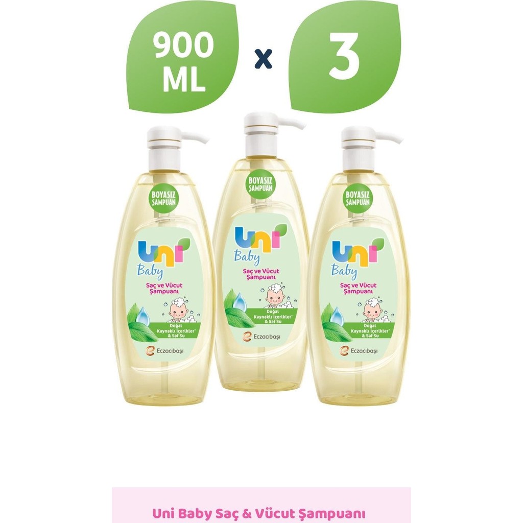 Uni Baby Saç Ve Vücut Şampuan 900 ml 3lü Bebek Şampuanı Fiyatı
