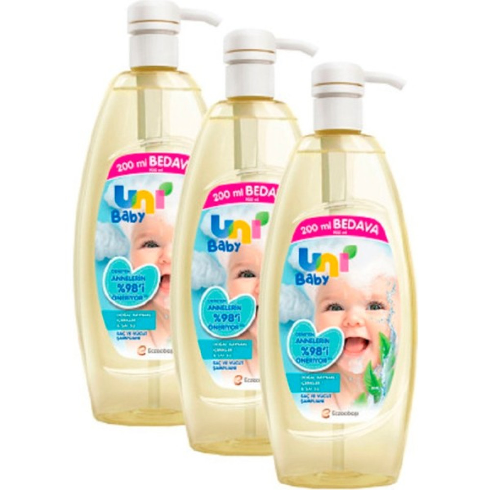 Uni Baby Saç ve Vücut Şampuanı 900 ml 3 Adet - Şeffaf Oto Boyaları Fiyatı
