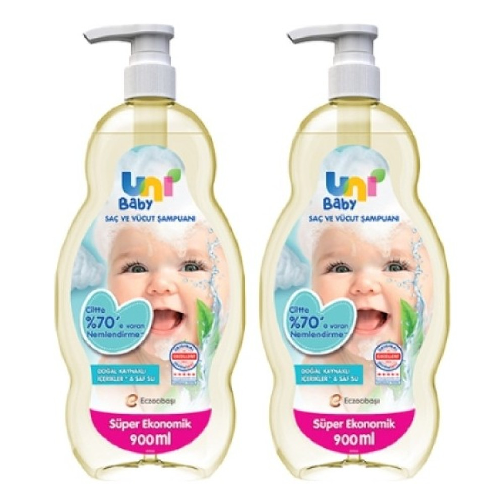 Uni Baby Şampuan Boyasız 900 ml x 2 Adet Bebek Şampuanı Fiyatı