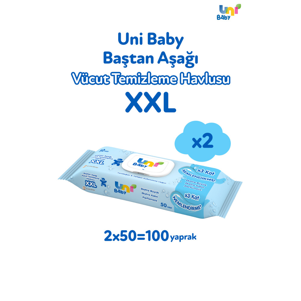 Uni Baby Vücut Temizleme Havlusu Xxl 2li 100 Yaprak Bebek Mendil-Islak Mendil Fiyatı