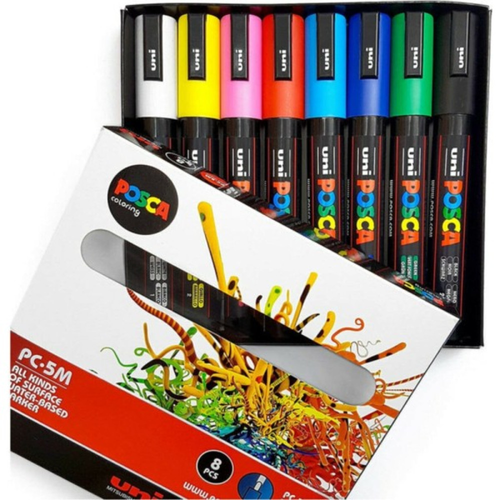 Uni Posca Pc-5m 1.8-2.5 Mm. Su Bazlı Boyama Markörü Seti Ana Renkler 8 Renk Sanatsal Malzemeler Fiyatı