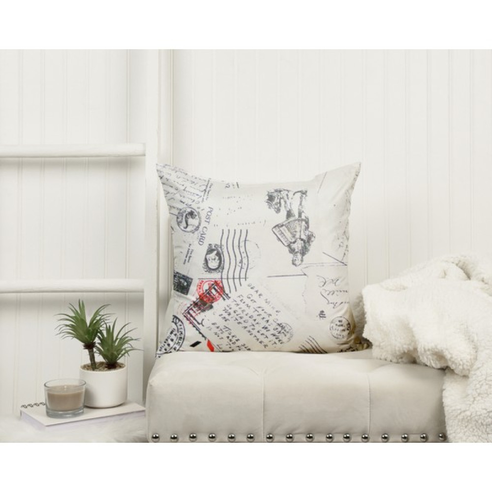 Unica Butik Mektup Kırlent Kılıfı - 43 x 43 cm - Beyaz - Gri Kırlent / Mobilya Yastığı Fiyatı