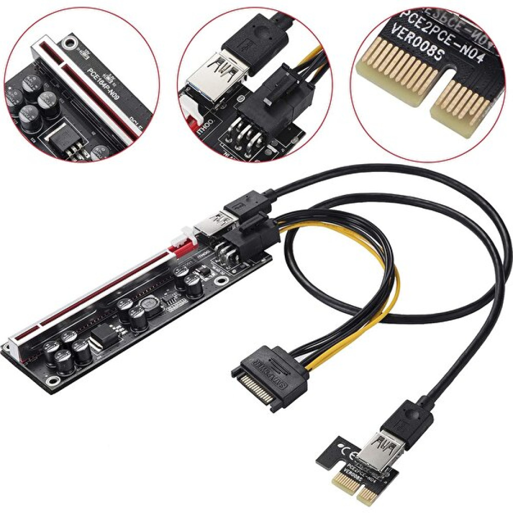 UniChrome Zauss V009C-PLUS Riser 1X-16X Yükseltici Genişletici Mining Rig Pcı-E - Siyah Bilgisayar Çevirici ve Adaptörü Fiyatı