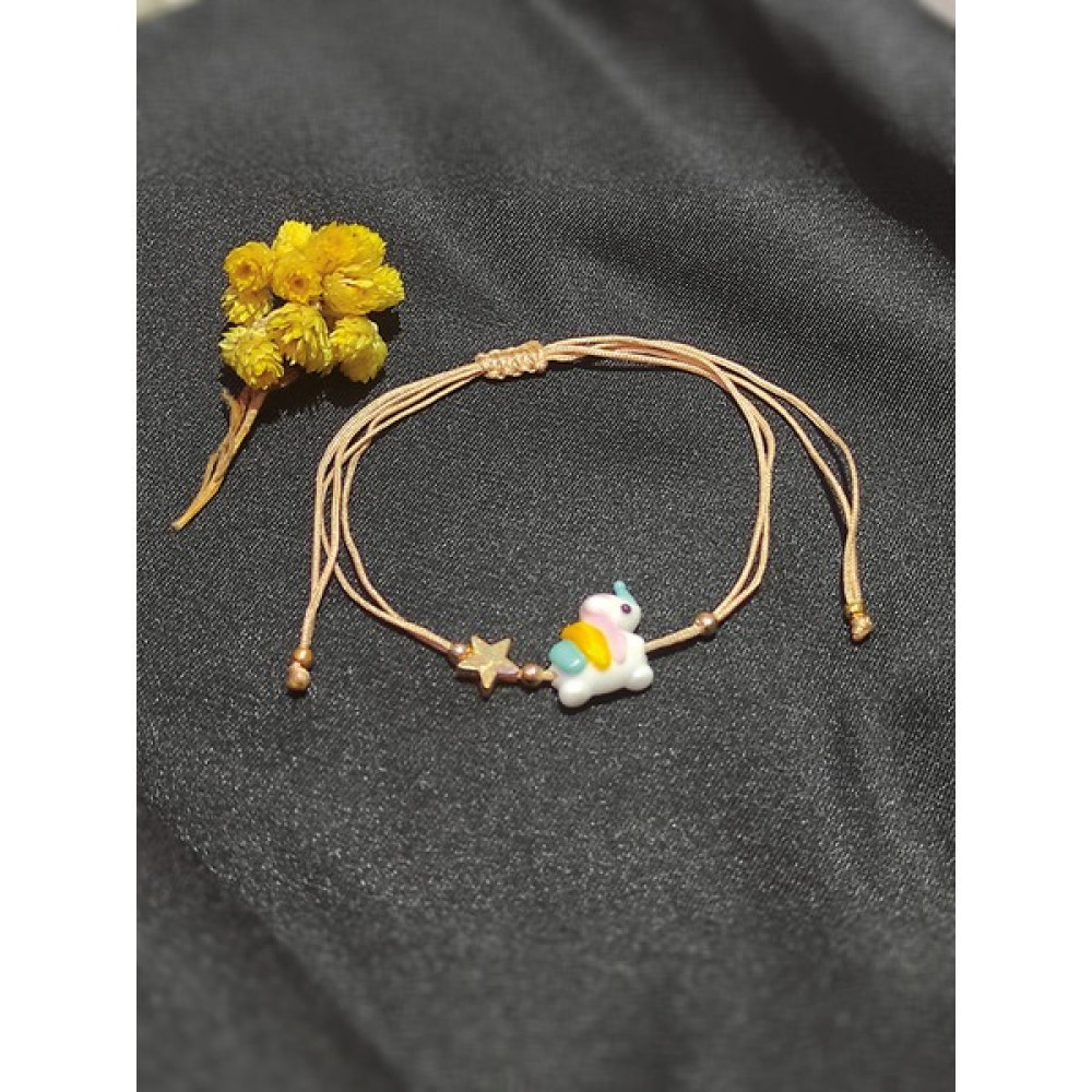 Unicorn ve Yıldız Figürlü El Yapımı Bileklik - Handmade - Standart - Beyaz Saat ve Bileklik Aksesuarı Fiyatı