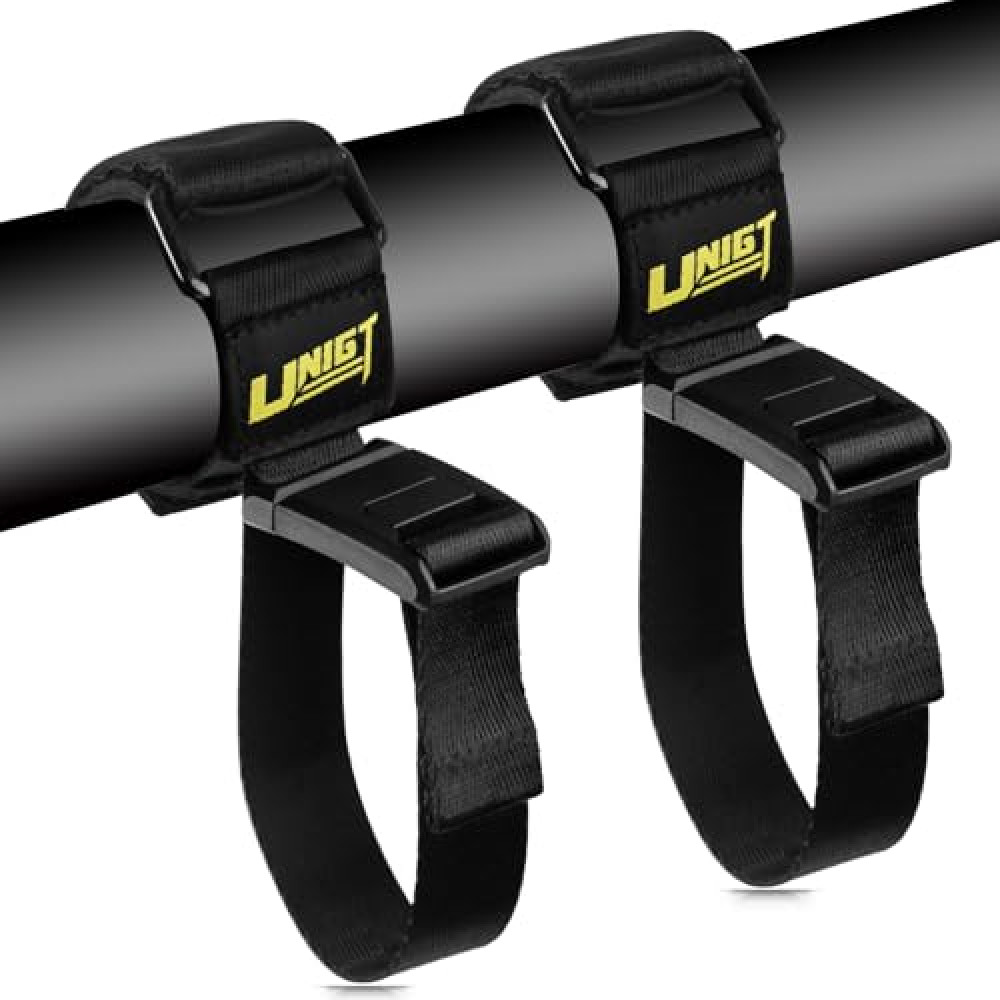 UNIGT 2 Pack Magnetic Quick Release UTV Roof Rack Gun Holder for Shotguns, Rifles, Bows Holder, Fishing Poles Adjustable Mounting Strap Universal Compatible with Polaris Can am Kawasaki SXS