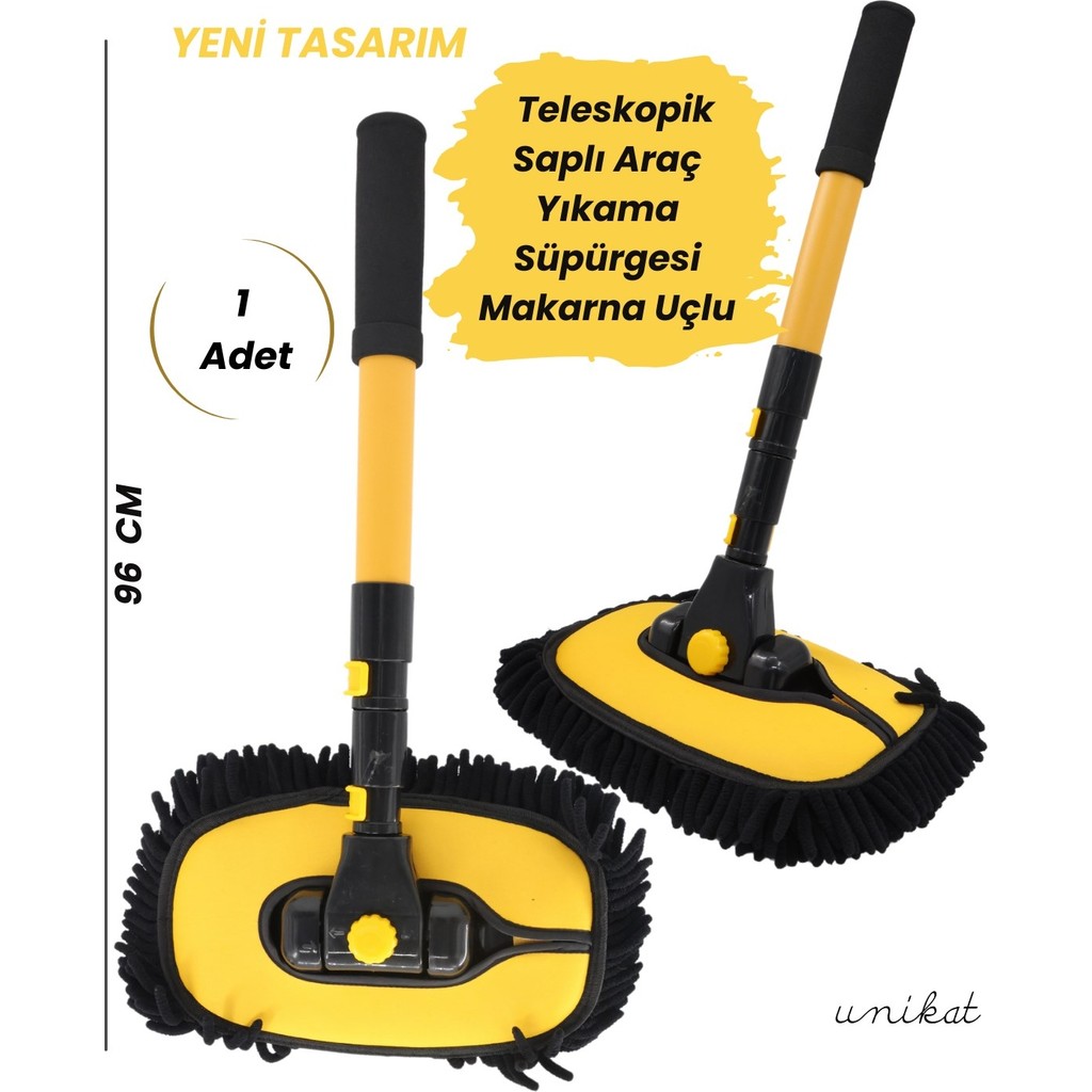 Unikat Yeni Tasarım Teleskopik Saplı Araç Yıkama Süpürgesi Makarna Uçlu – Uzatılabilir Yaylı Mikrofiber Fırça - 1 Adet Diğer Fiyatı