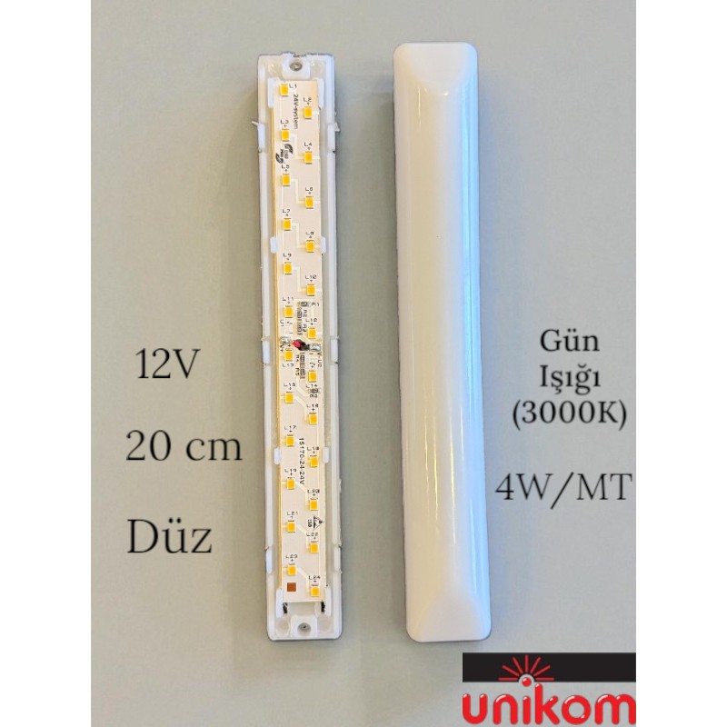 Unikom 10'lu Paket 12V Tente LED Aydınlatma Armatür 20CM-DÜZ Taban- Gün Işığı 3000K Armatür Fiyatı