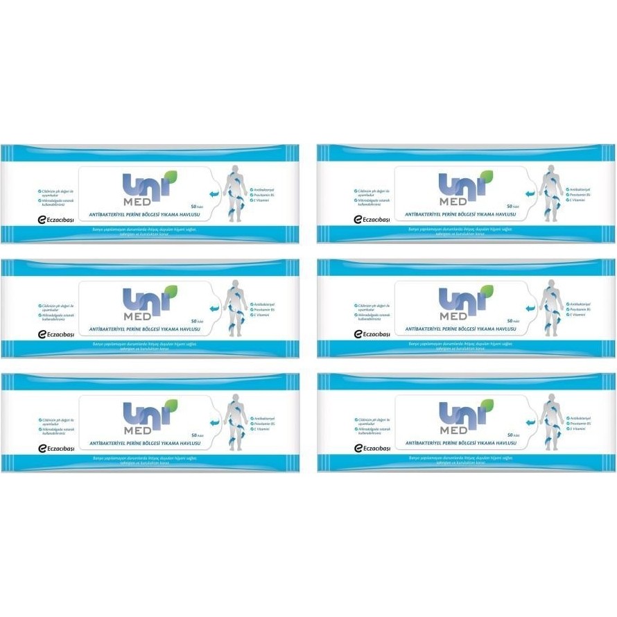 Unimed Antibakteriyel Vücut Yıkama Havlusu 50'li Paket x 6 Paket El / Yüz Havlusu Fiyatı