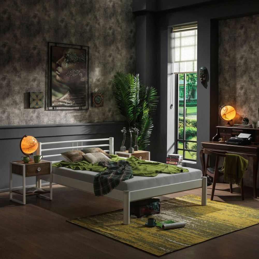 Unimet Asos-S Çift Kişilik Ferforje Metal Karyola-Beyaz - 140 x 190 cm Karyola Fiyatı