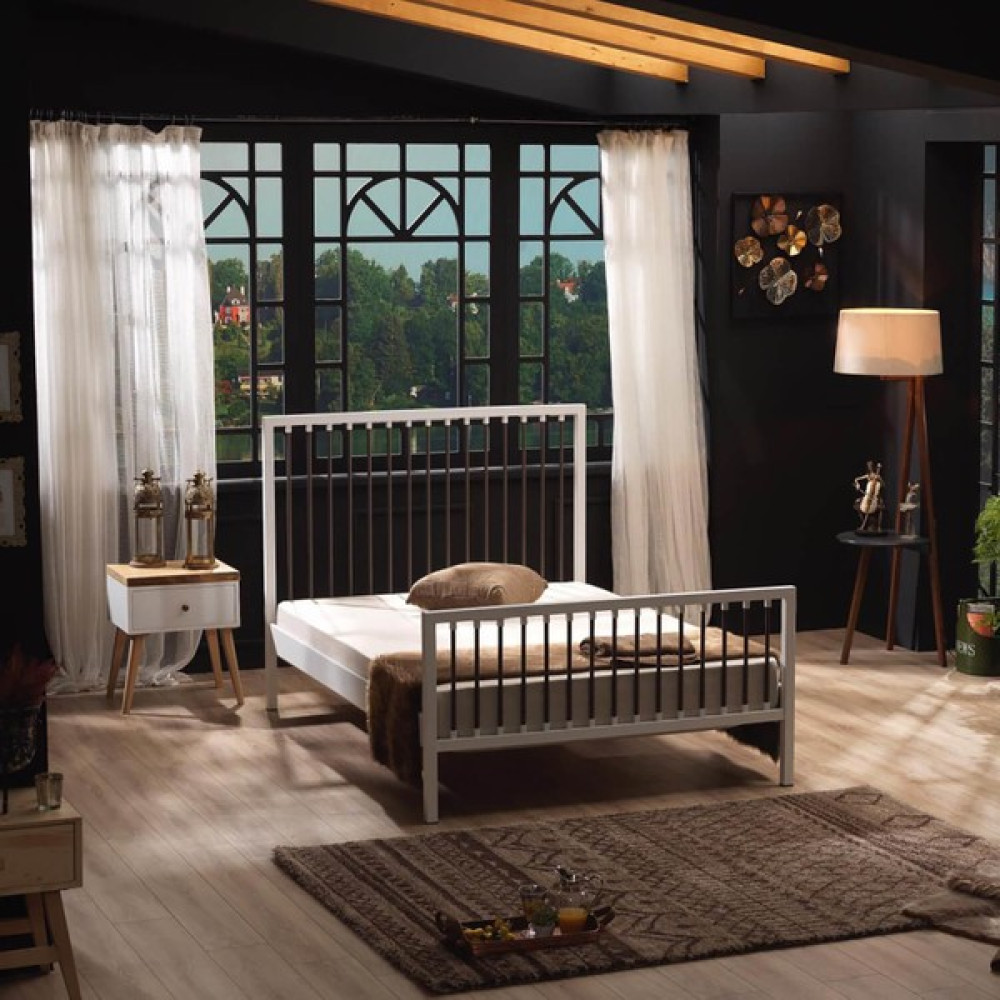 Unimet Breeze Çift Kişilik Ferforje Metal Karyola (Beyaz-Kahverengi) - 140 x 190 cm Karyola Fiyatı